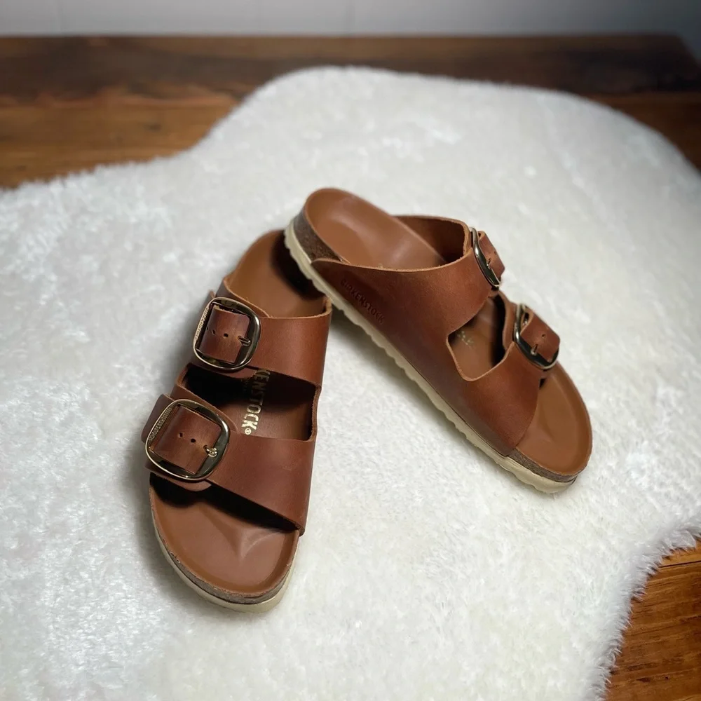 Birkenstock Brown Two-Strap Buckle Sandals